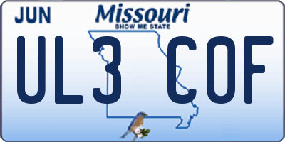 MO license plate UL3C0F
