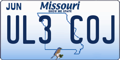 MO license plate UL3C0J