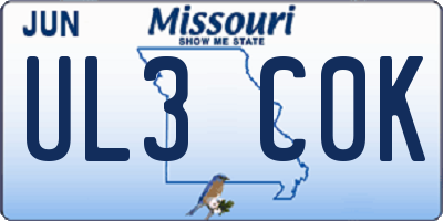 MO license plate UL3C0K