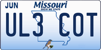 MO license plate UL3C0T