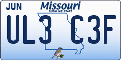 MO license plate UL3C3F
