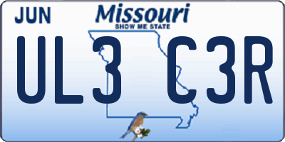 MO license plate UL3C3R