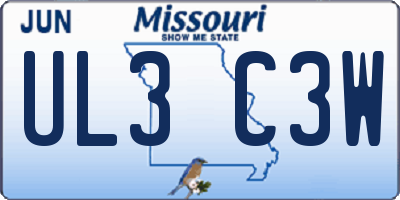 MO license plate UL3C3W