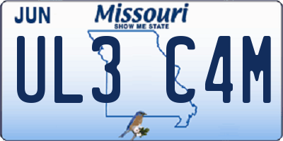 MO license plate UL3C4M