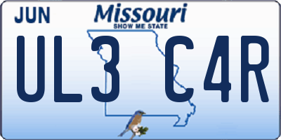 MO license plate UL3C4R