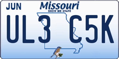 MO license plate UL3C5K
