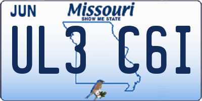 MO license plate UL3C6I