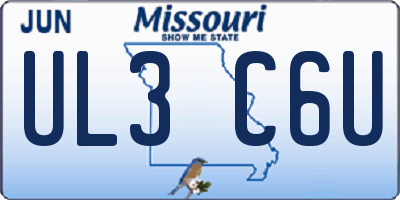 MO license plate UL3C6U