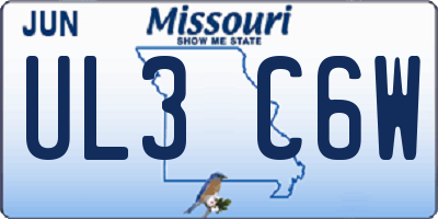 MO license plate UL3C6W