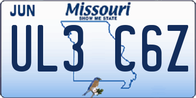 MO license plate UL3C6Z