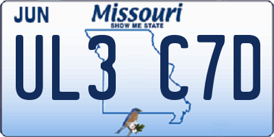 MO license plate UL3C7D