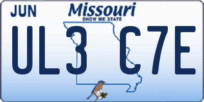 MO license plate UL3C7E