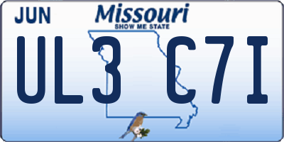 MO license plate UL3C7I
