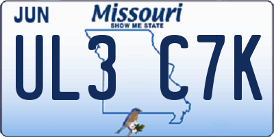 MO license plate UL3C7K