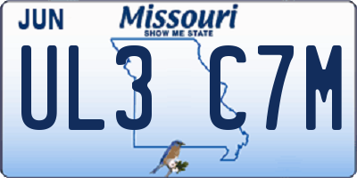 MO license plate UL3C7M