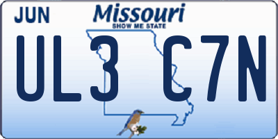 MO license plate UL3C7N