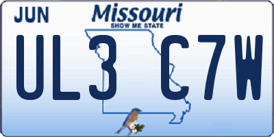 MO license plate UL3C7W