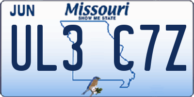 MO license plate UL3C7Z