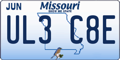 MO license plate UL3C8E
