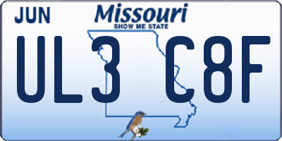 MO license plate UL3C8F