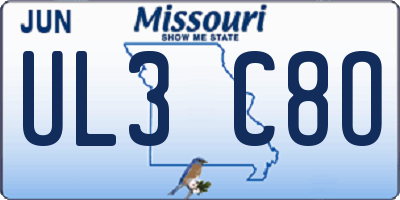 MO license plate UL3C8O