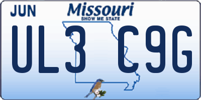 MO license plate UL3C9G