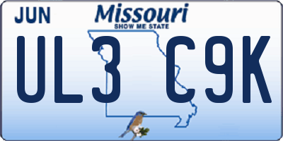 MO license plate UL3C9K