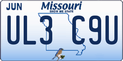 MO license plate UL3C9U
