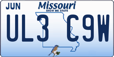 MO license plate UL3C9W