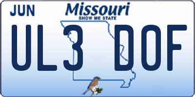MO license plate UL3D0F