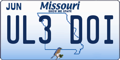 MO license plate UL3D0I
