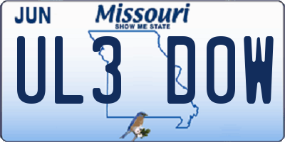 MO license plate UL3D0W