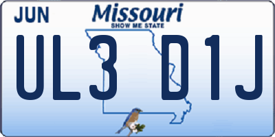 MO license plate UL3D1J