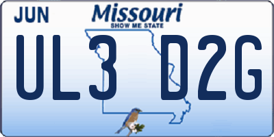 MO license plate UL3D2G