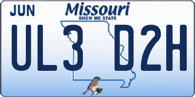 MO license plate UL3D2H
