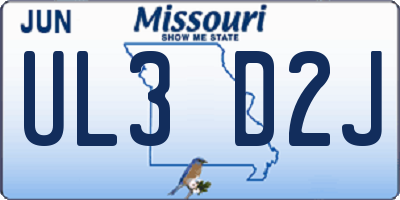 MO license plate UL3D2J