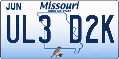 MO license plate UL3D2K