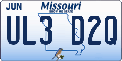 MO license plate UL3D2Q
