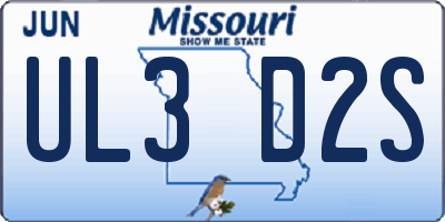 MO license plate UL3D2S