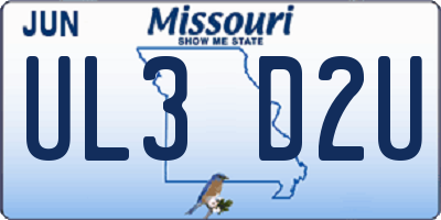 MO license plate UL3D2U