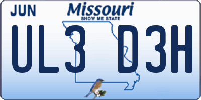 MO license plate UL3D3H