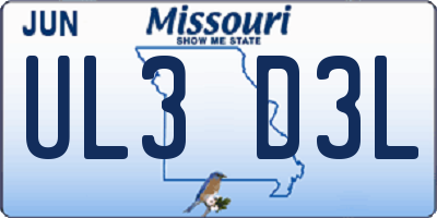 MO license plate UL3D3L