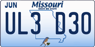 MO license plate UL3D3O