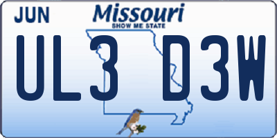MO license plate UL3D3W