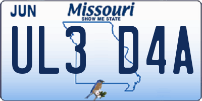 MO license plate UL3D4A