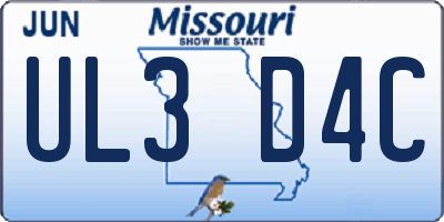 MO license plate UL3D4C