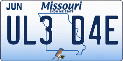MO license plate UL3D4E