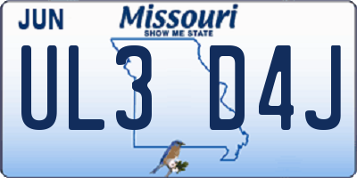MO license plate UL3D4J