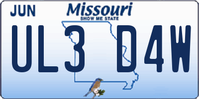 MO license plate UL3D4W