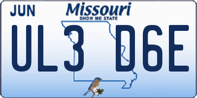 MO license plate UL3D6E
